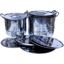 Set 4 oale de inox, 3M, cu manere metalice, capace metalice, 24/26/28/30 CM